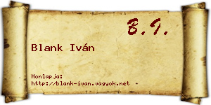 Blank Iván névjegykártya