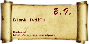 Blank Iván névjegykártya